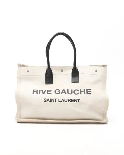 Saint Laurent Large Rive Gauche Tote Bag In Sand