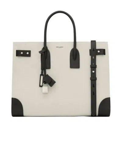 Saint Laurent Large Sac De Jour Canvas Tote Bag In White