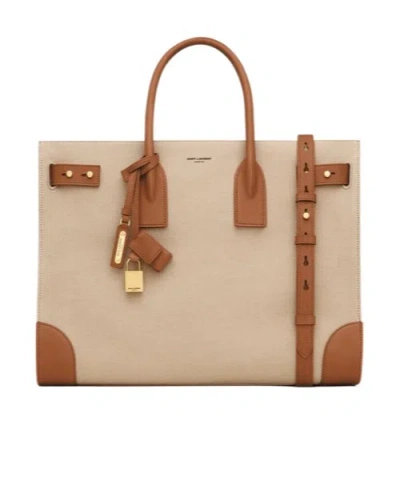 Saint Laurent Large Sac De Jour Thin Tote Bag In Nude