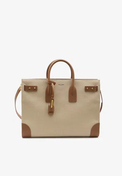 Saint Laurent Large Sac De Jour Top Handle Bag In Sand