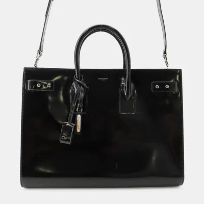 Pre-owned Saint Laurent Large Sac De Jules Black Patent Leather