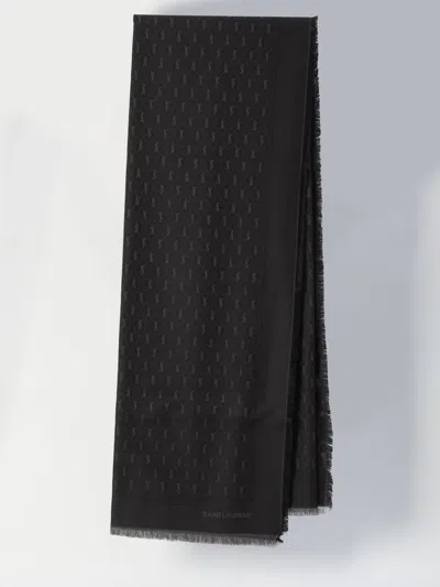 Saint Laurent Large Scarf With  Monogram In Black