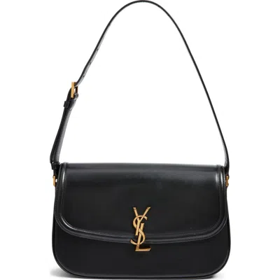 Saint Laurent Large Solferino Leather Shoulder Bag In Black