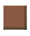 Saint Laurent Large Square Scarf In Madras Wool Twill In Brown