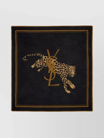 SAINT LAURENT LARGE SQUARE SCARF LEOPARD DESIGN
