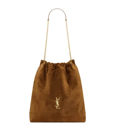 Saint Laurent Large Suede Jamie Pochon Shoulder Bag In Beige