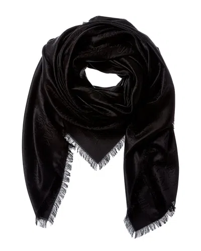Saint Laurent Large Wool & Silk-blend Scarf In Black