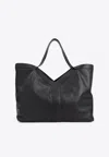 Saint Laurent Large Y Calf Leather Tote Bag In Black