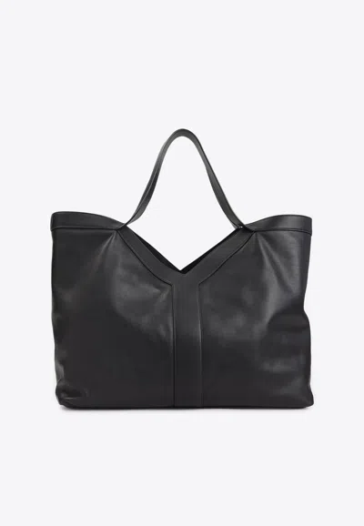 Saint Laurent Large Y Calf Leather Tote Bag In Black