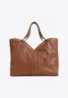 Saint Laurent Large Y Calf Leather Tote Bag In Brown