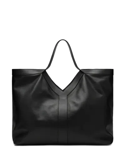 Saint Laurent Large Y Detail Tote Bag In Black