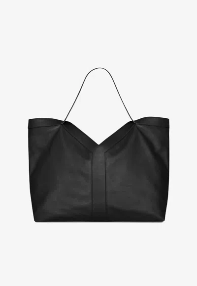 Saint Laurent Large Y Leather Tote Bag In Black
