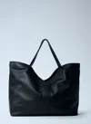 Saint Laurent Large Y-shaped Leather Tote Bag In Black
