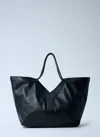 Saint Laurent Large Y-shaped Leather Tote Bag In Black