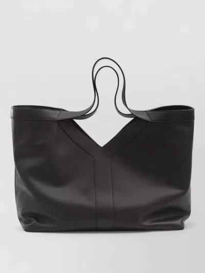 Saint Laurent Large Y-shaped Leather Tote Bag In Black