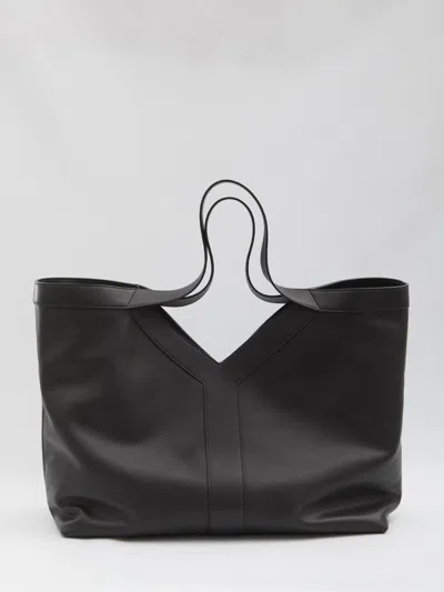 Saint Laurent Large Y Tote In Leather In Black