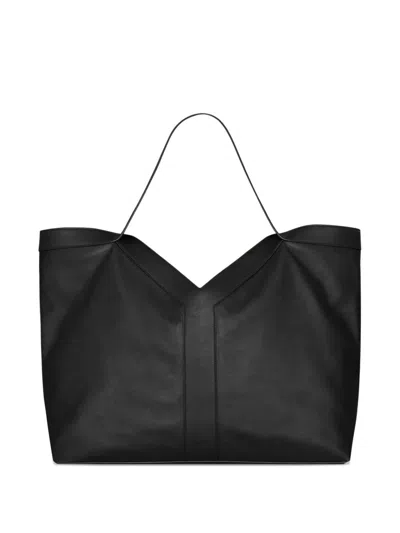 Saint Laurent Large Y Tote In Leather In Black