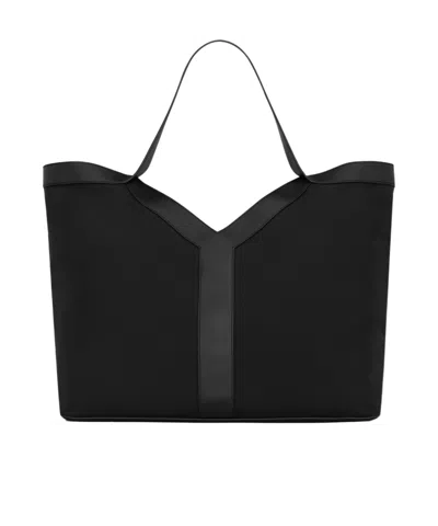 Saint Laurent Large Y-logo Tote Bag In Black