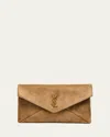 Saint Laurent Large Ysl Envelope Flap Clutch Bag In Suede