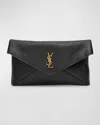Saint Laurent Large Ysl Envelope Pouch Clutch Bag In Leather