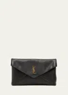 Saint Laurent Cassandre Textured-leather Clutch In Black