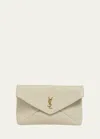 Saint Laurent Large Ysl Envelope Pouch Clutch Bag In Leather In Crema Soft