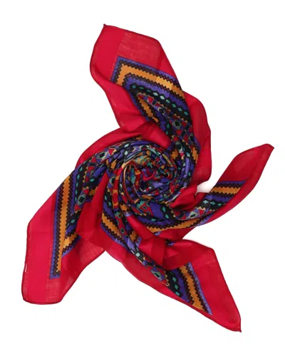 Pre-owned Saint Laurent Large Yves Silk Scarf In Multicolour