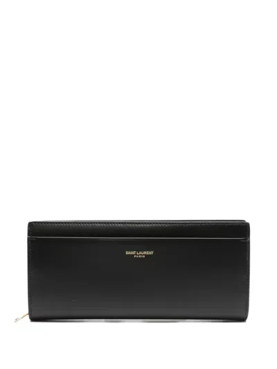 Saint Laurent Large Zip Wallet In Black