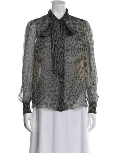 Pre-owned Saint Laurent Late 1990's - Early 2000's Animal Print Blouse In Multi