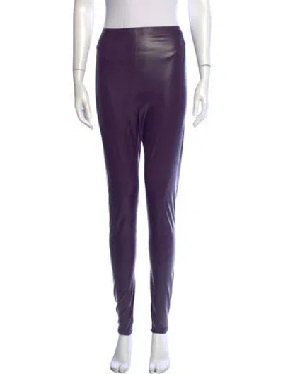 Pre-owned Saint Laurent Latex Skinny Leg Pants In Purple