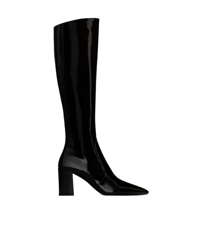 Saint Laurent Lauren Boots In Patent Leather In Black
