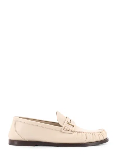 Saint Laurent Le Loafer Gathered Glossed-leather Loafers In Nude