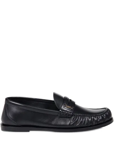 Saint Laurent Laurent Leather Loafers In Black