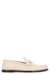 Saint Laurent Leather Loafers With Round Toeline And Rubber Sole In White