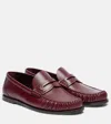 Saint Laurent Cassandre Smooth Leather Penny Loafers In Burgundy