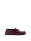 Saint Laurent Cassandre Smooth Leather Penny Loafers In Red