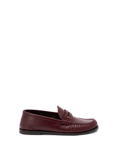 Saint Laurent Laurent Leather Loafers In Burgundy