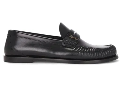 Pre-owned Saint Laurent Laurent Loafers Smooth Leather (women's) Sneakers In Black