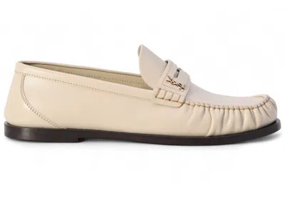 Pre-owned Saint Laurent Laurent Loafers Smooth Leather (women's) Sneakers In Marble White