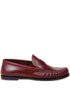 Saint Laurent Laurent Logo-plaque Leather Loafers In Red