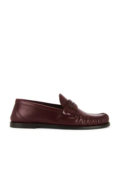 Saint Laurent Grape Leather Loafers In Brown