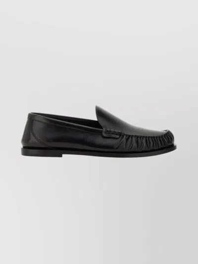 SAINT LAURENT LAURENT RUCHED DETAIL FLAT SOLE LOAFERS