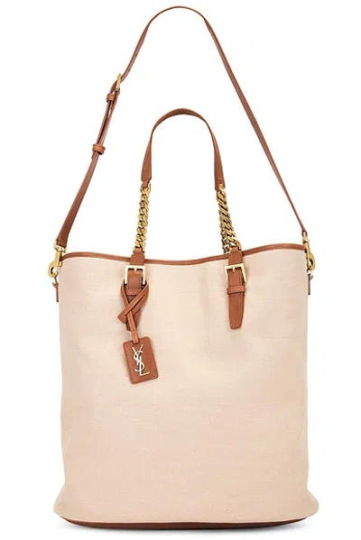 Saint Laurent Laurent Shopping Tote Bag In Desert Dust & Brick