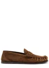 Saint Laurent Logo-embellished Suede Penny Loafers In Brown