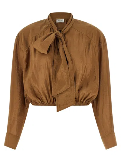 Saint Laurent Lavallière Blouse In Brown