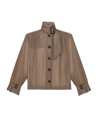 Saint Laurent Lavallière Blouse In Nylon In Brown