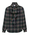 Saint Laurent Plaid Bow-tie Blouse In Multi