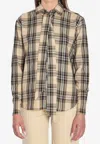 Saint Laurent Tartan Check Long-sleeved Shirt In Neutral