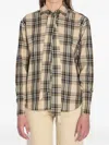 Saint Laurent Cassandre Check Shirt Oversized Tie Collar In Brown