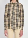 Saint Laurent Pussy-bow Checked Cotton-blend Shirt In Brown